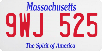 MA license plate 9WJ525