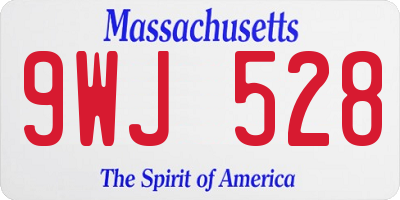 MA license plate 9WJ528