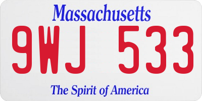 MA license plate 9WJ533