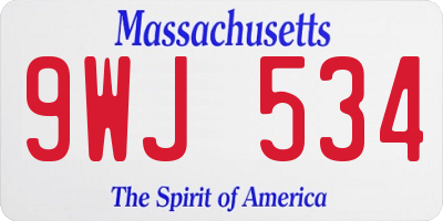 MA license plate 9WJ534