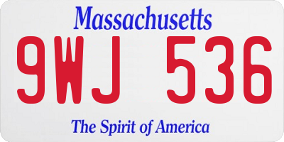 MA license plate 9WJ536
