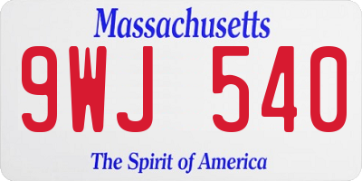 MA license plate 9WJ540