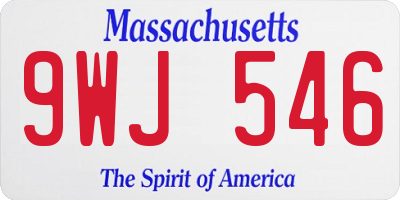 MA license plate 9WJ546