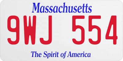 MA license plate 9WJ554