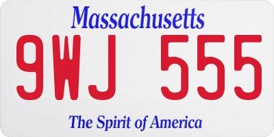 MA license plate 9WJ555