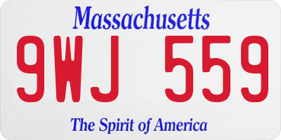 MA license plate 9WJ559