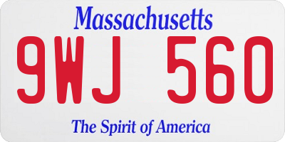 MA license plate 9WJ560