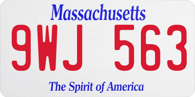 MA license plate 9WJ563
