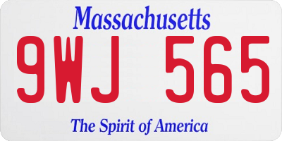 MA license plate 9WJ565