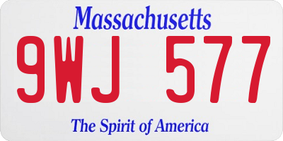 MA license plate 9WJ577