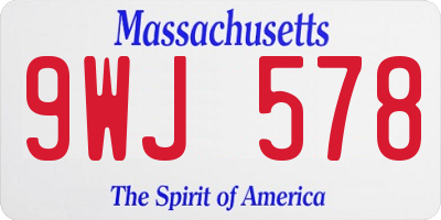 MA license plate 9WJ578