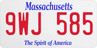 MA license plate 9WJ585