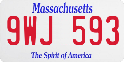 MA license plate 9WJ593