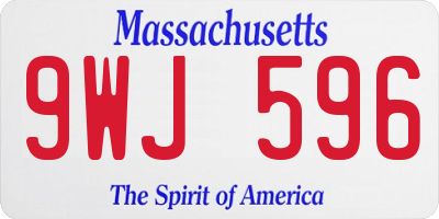 MA license plate 9WJ596