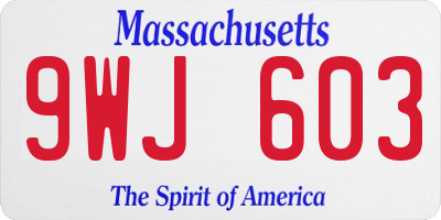 MA license plate 9WJ603