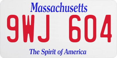 MA license plate 9WJ604