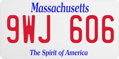 MA license plate 9WJ606