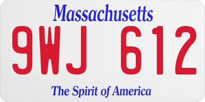 MA license plate 9WJ612