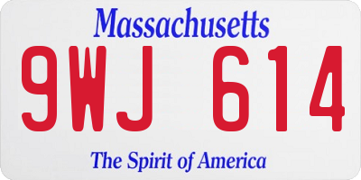 MA license plate 9WJ614