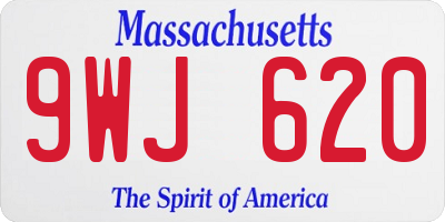 MA license plate 9WJ620