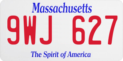 MA license plate 9WJ627