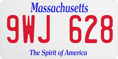 MA license plate 9WJ628