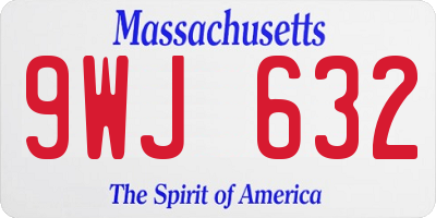MA license plate 9WJ632