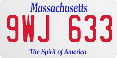 MA license plate 9WJ633