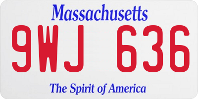 MA license plate 9WJ636