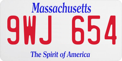 MA license plate 9WJ654