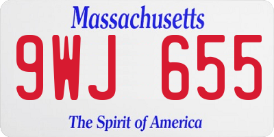MA license plate 9WJ655