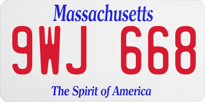 MA license plate 9WJ668