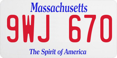 MA license plate 9WJ670