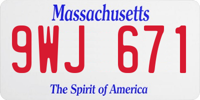 MA license plate 9WJ671