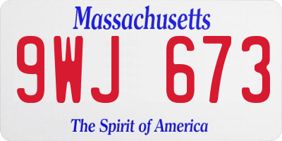MA license plate 9WJ673