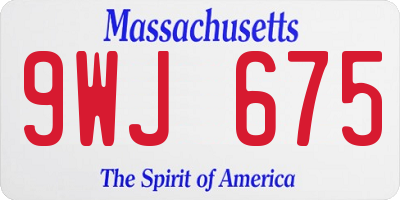 MA license plate 9WJ675