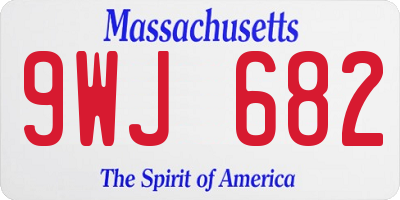 MA license plate 9WJ682