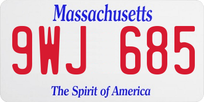 MA license plate 9WJ685