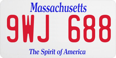 MA license plate 9WJ688