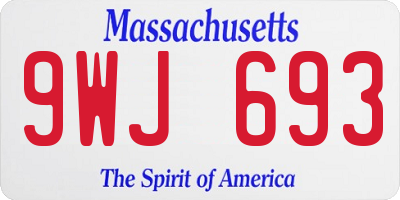 MA license plate 9WJ693