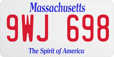 MA license plate 9WJ698