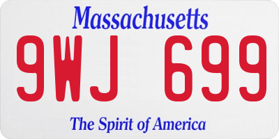MA license plate 9WJ699