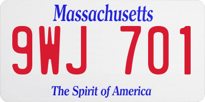 MA license plate 9WJ701