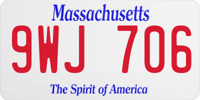 MA license plate 9WJ706