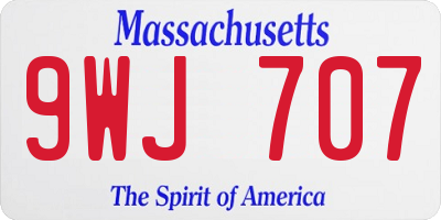 MA license plate 9WJ707