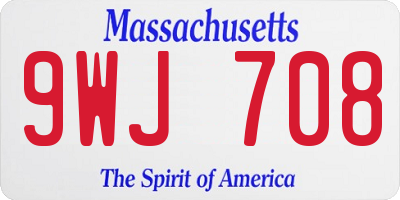 MA license plate 9WJ708