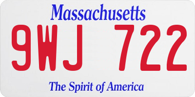 MA license plate 9WJ722