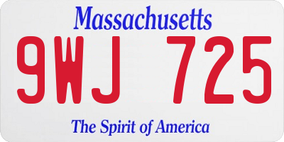 MA license plate 9WJ725