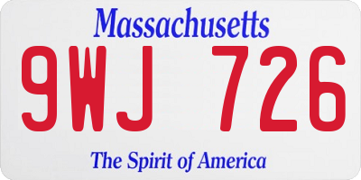 MA license plate 9WJ726