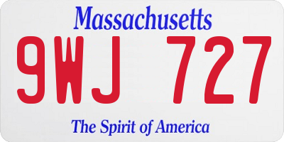 MA license plate 9WJ727